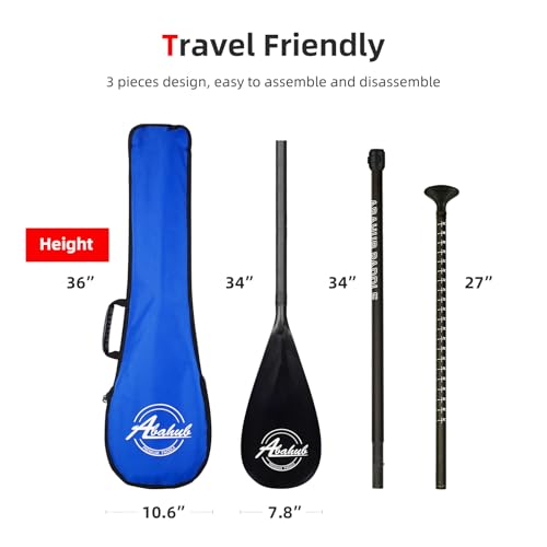 Abahub 3-Piece Carbon Fiber SUP Paddle Set - Adjustable 67-86