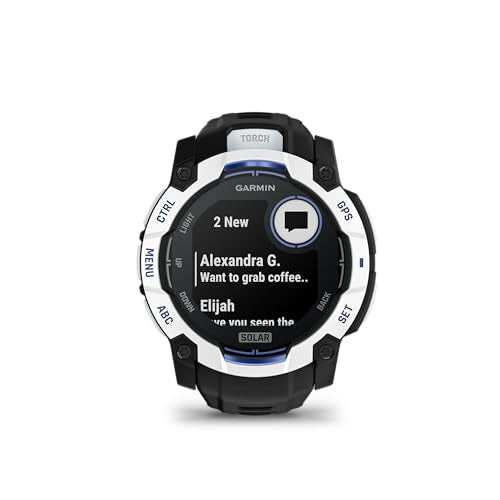 Outdoor Rugged GPS Smartwatch 50mm Solar with Flashlight - Whitestone & Bolt Blue