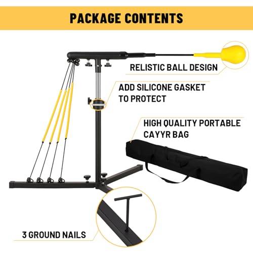 Adjustable Baseball Swing Trainer with 4 Resistance Bands & Carry Bag - 31-43 Inch
