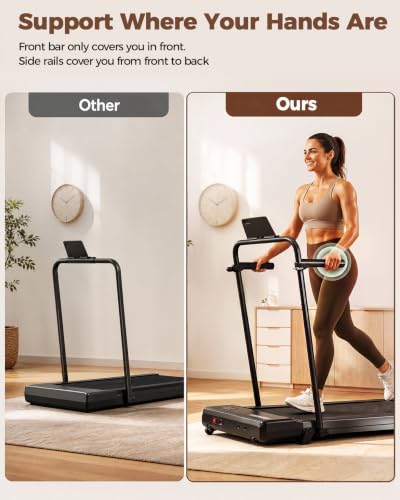 Superun Metallic Black Walking Pad Treadmill with 6% Incline, 2.5HP, Supports 300 lbs