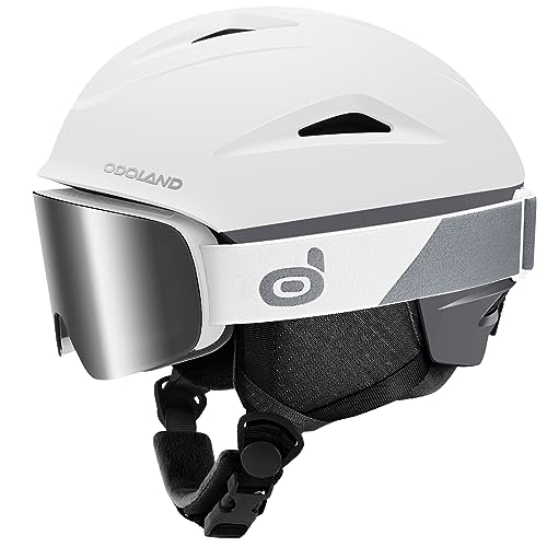 Odoland Ski Helmet & Goggles Set Arctic White L (60-61cm) – Snow Sports Safety Gear for Adults & Youth