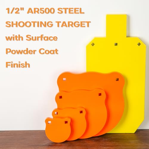 A- 1/2" Thick AR500 Target System with Stand & Gong Targets - Heavy Duty Shooting Practice for Rifle & Pistol