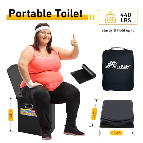 Portable Toilet with Privacy Tent for Camping Outdoor RV Black+Black