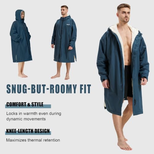 Adult Waterproof Hooded Swim Parka - Dark Navy X-Large Waterproof Swimming Jacket