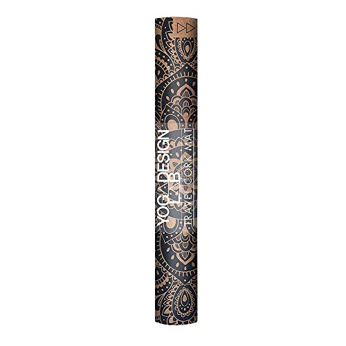 Mandala Black Cork Yoga Mat 1.5mm for Hot & Power Yoga | Eco-Friendly & Studio Quality with Carrying Strap
