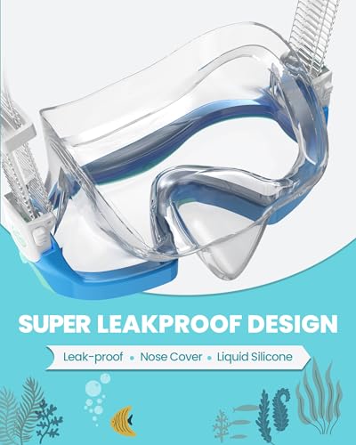 Kids Swim Goggles with Soft Nose Cover, Anti-Fog, Wide View - Blue