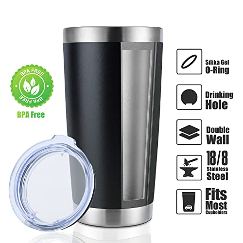 20oz Stainless Steel Travel Mug Set - Double Wall Vacuum Insulated Coffee Cups - Powder Black - 12 Pack - Variation of THIS listing