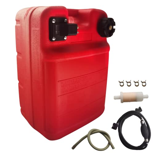 DEF 6-Gallon Portable Boat Fuel Tank with Hose & Fittings for Marine Outboard Motor