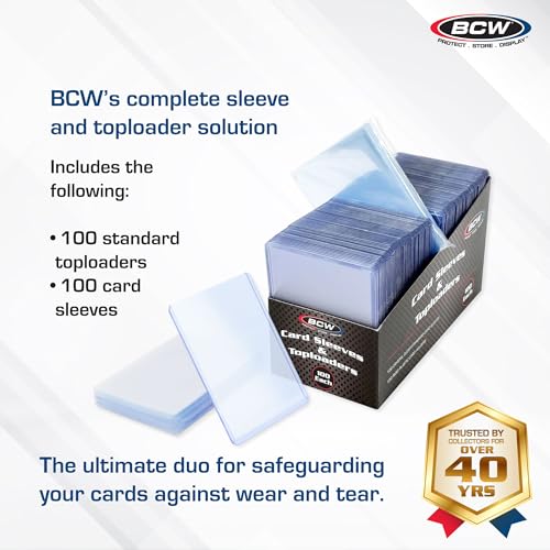 BCW Card Sleeves and Top Loaders Combo Set - 100 Count, Standard 20 Pt