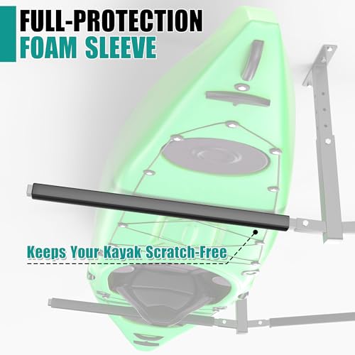 EVERHANGER 62-Inch Adjustable Ceiling Kayak Storage Rack for Garage - Supports 2 Kayaks