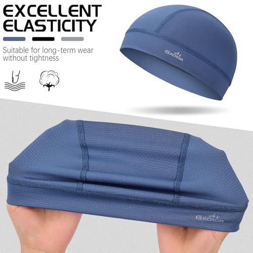 GXCROR 3 Pack Cooling Skull Cap for Cycling and Motorcycle - Medium / Black Grey Blue