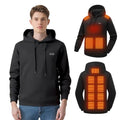 Men's Large Black Heated Hoodie with Battery & 13 Heating Zones - Lightweight Electric Sweatshirt