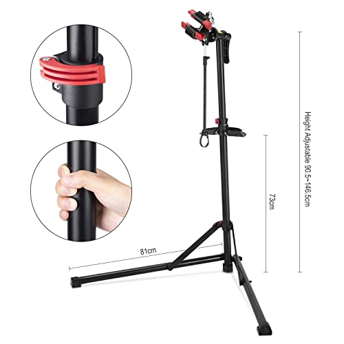 CXWXC Bike Repair Stand with Cleaner, Adjustable Bicycle Maintenance Rack - Black & Blue