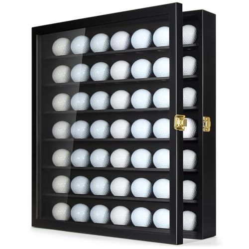 TJ.MOREE Black Wall Mount Golf Ball Display Case for 49 Balls