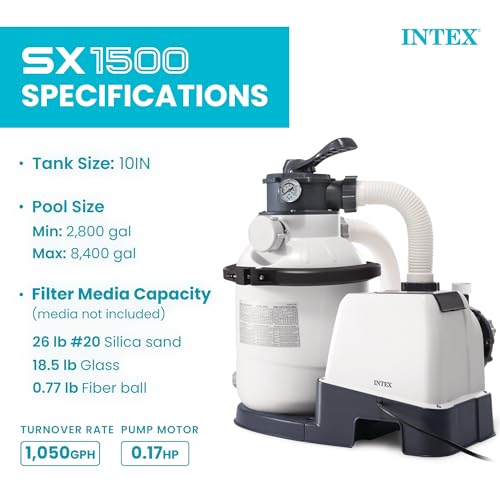 Intex 1500 GPH Krystal Clear Sand Filter Pump for Above Ground Pools