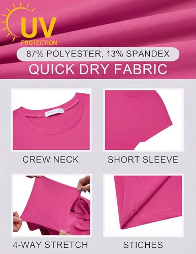 Girls Batwing Short Sleeve Athletic Crop Top T-Shirt - Hot Pink, 9-10 Years