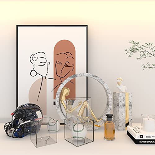 6 Pack Clear Acrylic Baseball Display Cases with Invisible Stand - Suitable for Official Size Balls & More
