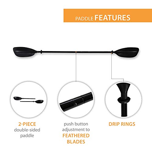 Lifetime Lite Elite Kayak Paddle 86.6 Inches Black Double-Sided Lightweight