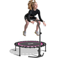 Pink 40-Inch Mini Trampoline with Handle for Adults - Silent Bungee Rebounder, 330lbs Capacity