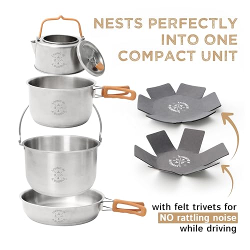 Living in a Bubble 7-Piece Stainless Steel Cooking Set - Compact & Stackable
