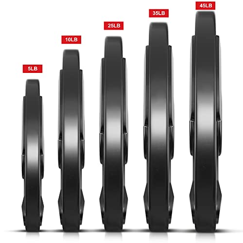 Elevens Rubber Weight Plates 35LB Black 2-Inch Olympic Grip Plates for Weightlifting