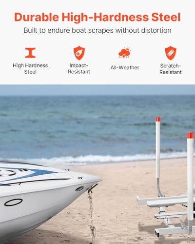 60-Inch LED Light Boat Trailer Guide Poles - Adjustable, Heavy-Duty Steel, Ski & Sailboat Trailer Guide with Shock Absorbing Cushions