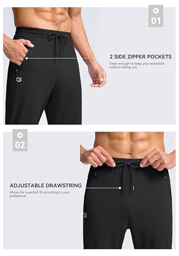 Men's 34-Inch Inseam Sweatpants with Zipper Pockets - Black, Medium Fit