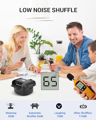 Black Rechargeable Automatic Card Shuffler for 1-2 Decks, Low Noise & Portable