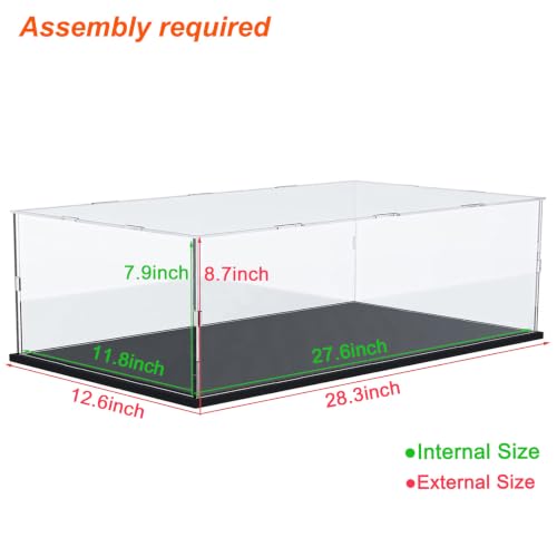 Acrylic Display Case for LEGO F1 Cars with Black Wood Base - 27.6 x 11.8 x 7.9 Inch