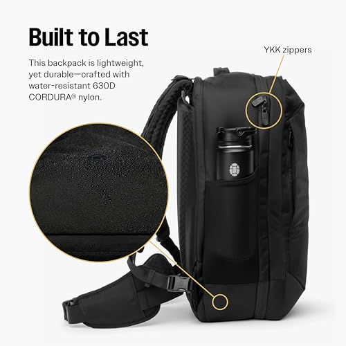 Tortuga 40L Travel Backpack Lite - Large Carry-On Travel Bag, Black