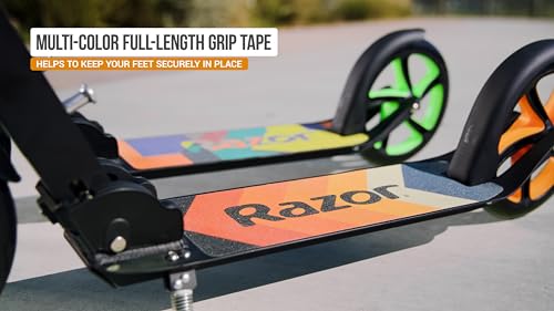 Razor A5 Lux Light Up Kick Scooter - Green, Adjustable, Foldable