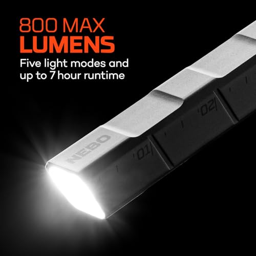 NEBO Edge 800 Pen Light - 800 Lumen LED Inspection Flashlight - Rechargeable, Tactical, Compact