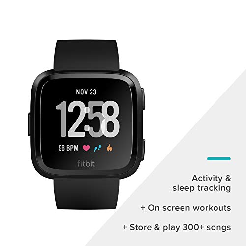 Fitbit Versa Smart Watch Black Aluminum One Size Fitness Tracker with Bands