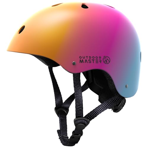 Kids Bike Helmet - Adjustable Cycling & Skating Safety Gear - Orange Pink Blue, Medium (20.5-21.7 in / 52-55 cm)