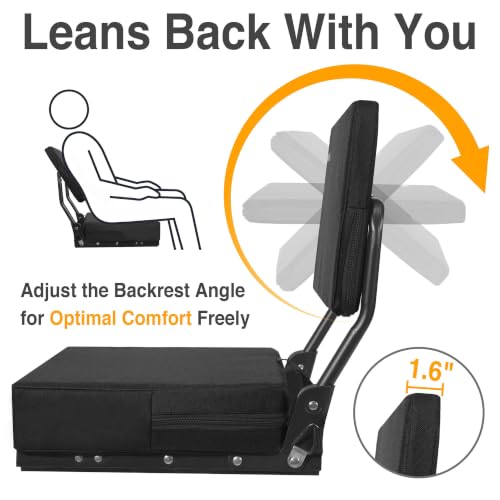 Black 2-Pack Swivel Stadium Bleacher Seats with Back & Cushions, Portable & Anti-Tip