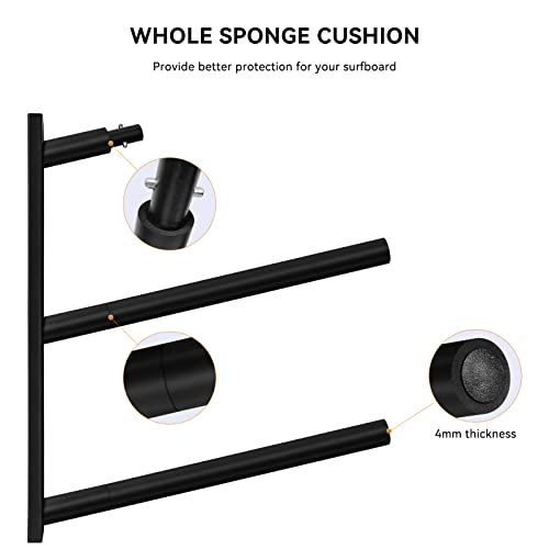 Heavy Duty Wall-Mount Surfboard Rack 3-Layer Paddle & Longboard Storage