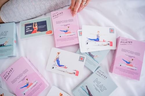 OnlinePilatesClasses Reformer Deck 79 Cards with Free Video Tutorials - All Levels Home Workout