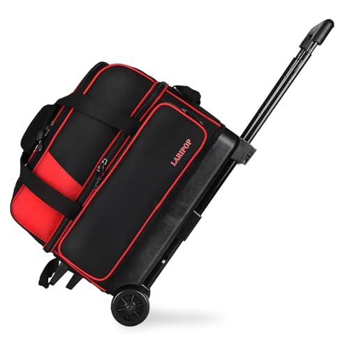 LARIPOP Red Bowling Ball Roller Bag with Shoe Compartment & Padded Protection