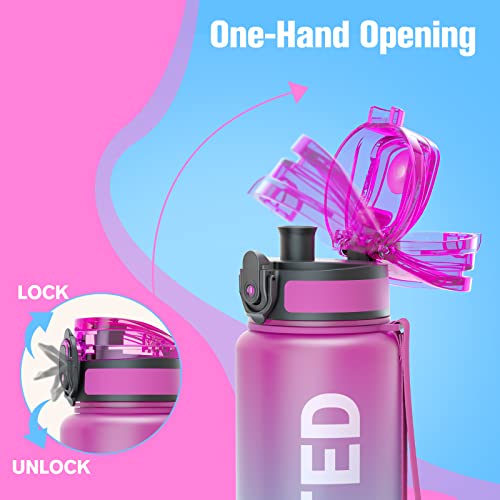 Sahara Sailor Water Bottle 25oz with Time Marker - Tritan Sports Container - Aurora Borealis / 750ml