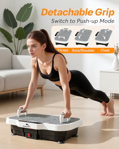 Grey Vibration Plate Exercise Machine with Bluetooth - Adjustable Fitness Platform for Weight Loss & Body Toning