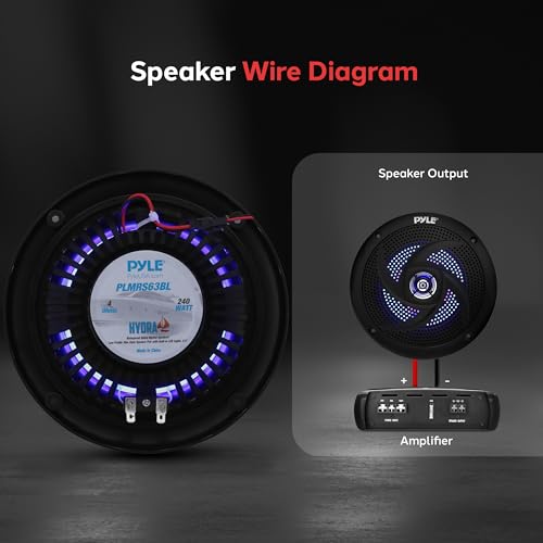 Marine Waterproof 6.5-Inch Wakeboard Tower Speakers with LED Lights - 240W Stereo System, Black