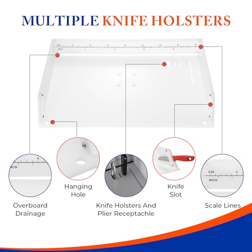 POWLAB Marine Fish Cleaning Table with Rod Holder, 20-Inch Bait & Fillet Station