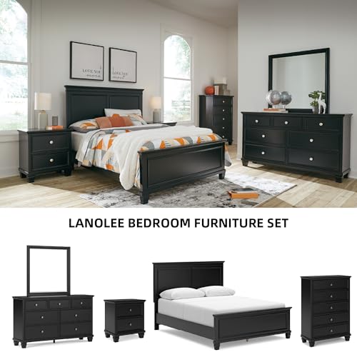 Tall Black Farmhouse Nightstand with 2 Drawers - Signature Design Ashley