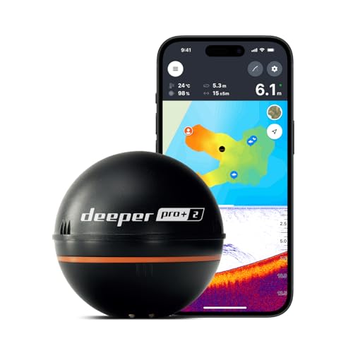 Deeper PRO+ 2 Sonar Fish Finder with GPS - Portable Depth & Fish Finder for Kayaks Boats & Ice Fishing