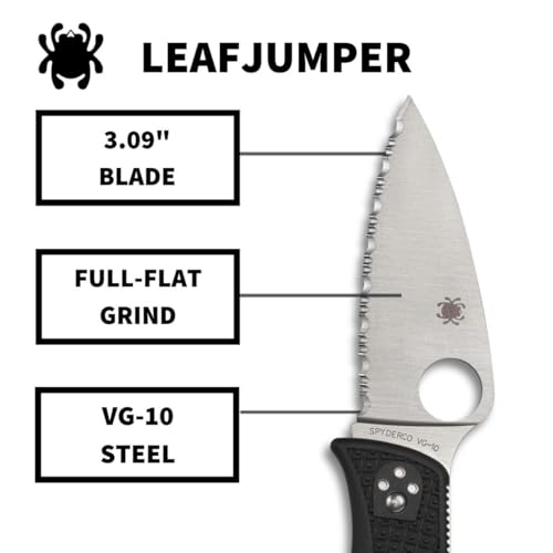 Spyderco LeafJumper Folding Pocket Knife with VG-10 Steel, Ergonomic Design