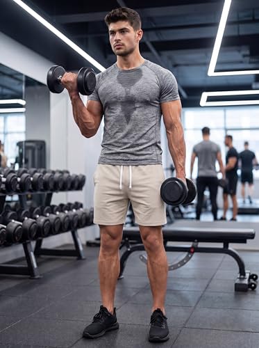 Mens Athletic Workout 5.5-Inch Cotton Sweat Shorts with Pockets - X-Large Ivory White