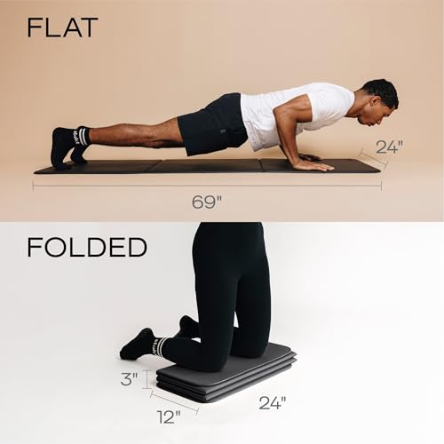 Stakt Foldable Yoga Mat Pro Black - Non Slip 2-in-1 Exercise & Pilates Mat