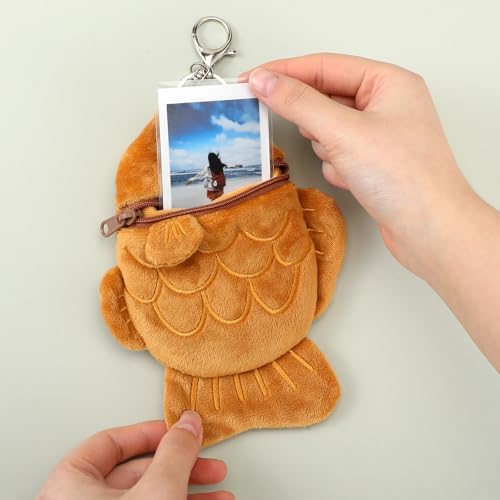 2 Pcs Plush Photocard Holder Keychain with Double Pockets - Cute Collectible Accessory