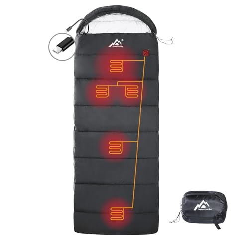 Mantuole Black Envelope-Style Heated Sleeping Bag 5pcs USB Power Support, Portable Camping Bed
