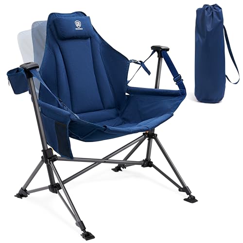 Ever Advanced Blue Oversized Padded Camping Swing Chair with Cup Holder, Supports Up to 400lbs